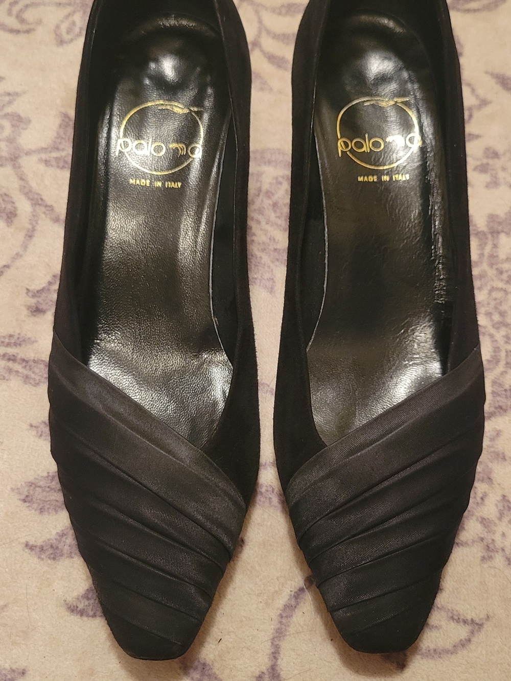 Black Suede Pointed-Toe Pumps